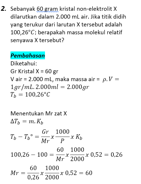 Contoh Soal Pembahasan Sifat Koligatif Larutan 2