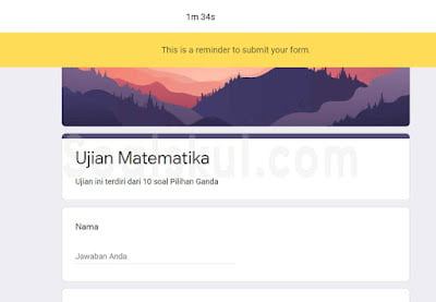 hasil setting timer gform dengan form timer