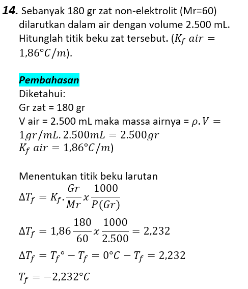 Contoh Soal Pembahasan Sifat Koligatif Larutan 14