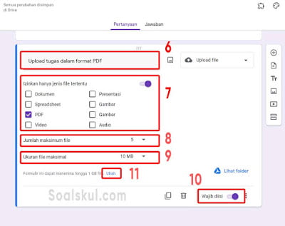 langkah 6-11 upload file google form