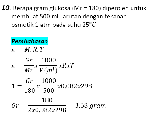 Contoh Soal Pembahasan Sifat Koligatif Larutan 10