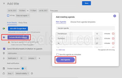 langkah 11-13 menambahkan fitur emoji dan agenda di google meet