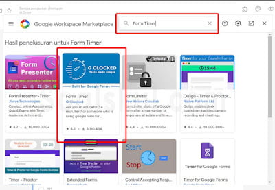 langkah 4-5 setting timer gform dengan form timer