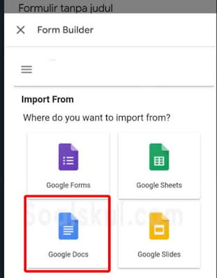 langkah 11 memindah soal dari word ke gform