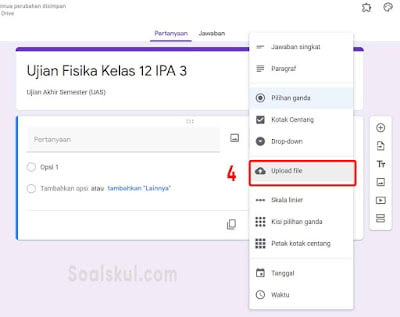langkah 4 upload file google form