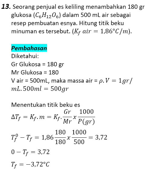 Contoh Soal Pembahasan Sifat Koligatif Larutan 13